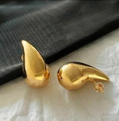 Sparkle Your Way Bottega Inspired Celebrity Style Teardrop Gold Earrings For Girls And Women